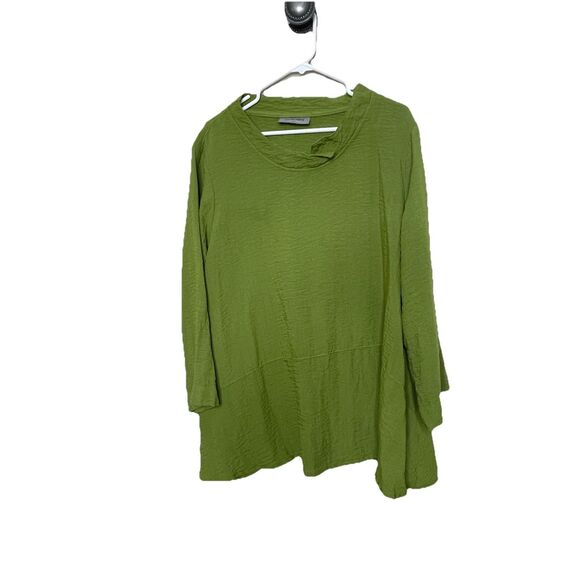 Eleven Stitch Design Size XL Green Lagenlook Top Blouse Shirt oversized - Picture 1 of 10